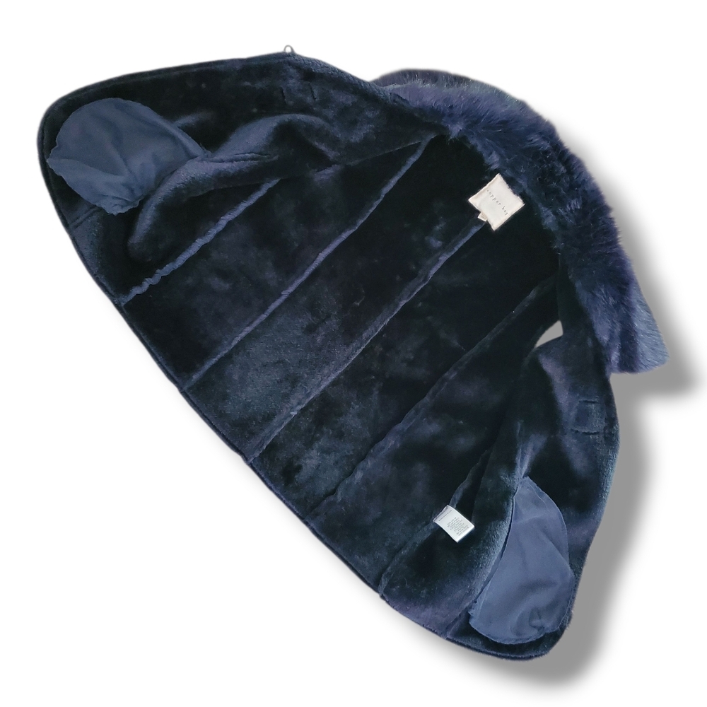Copper Key Navy Blue faux Suede & Fur Girls Vest Size 10/12 - Picture 3 of 7
